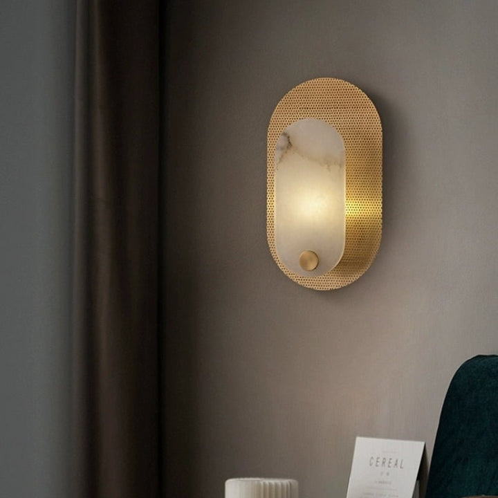 Perforated Oval Alabaster Wall Sconce