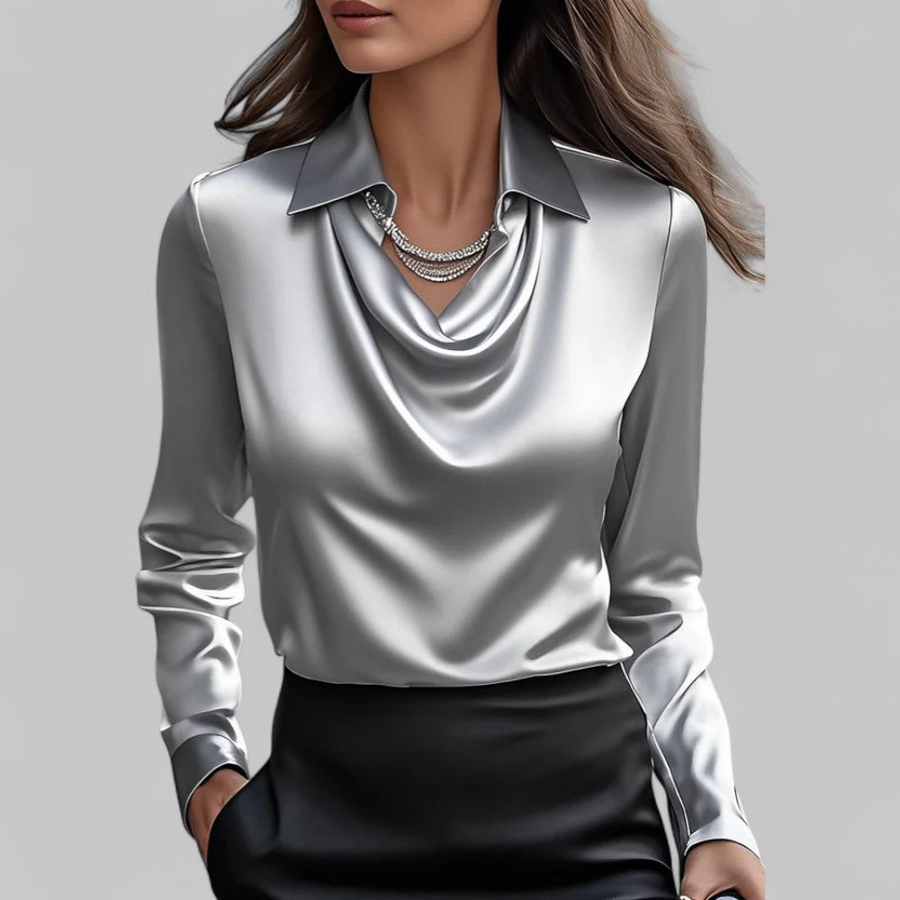 BLOUSE EN SATIN DRAPÉE VOOR VROUWEN