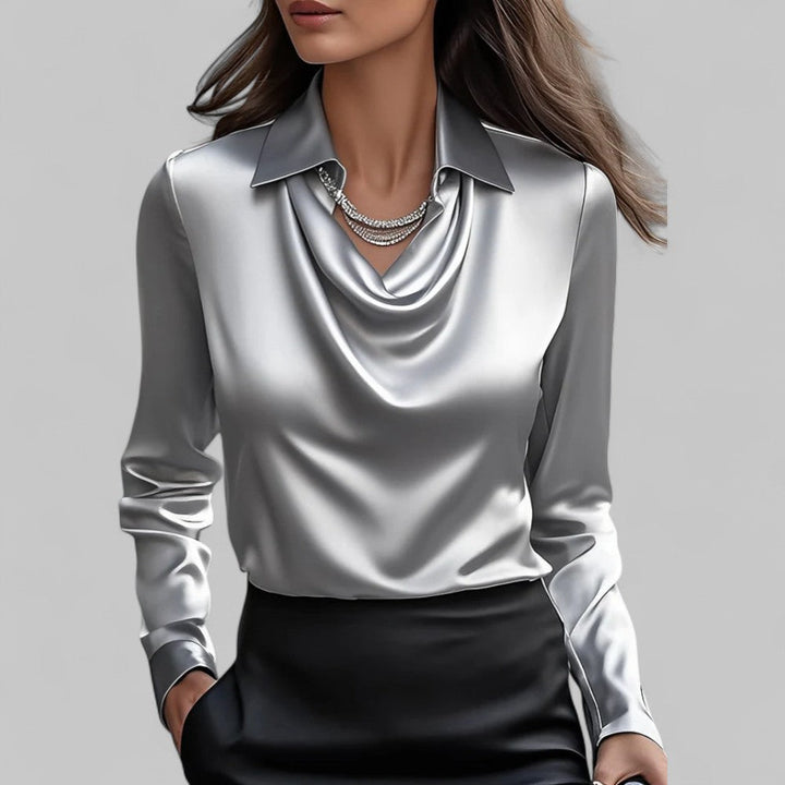 BLOUSE EN SATIN DRAPÉE VOOR VROUWEN