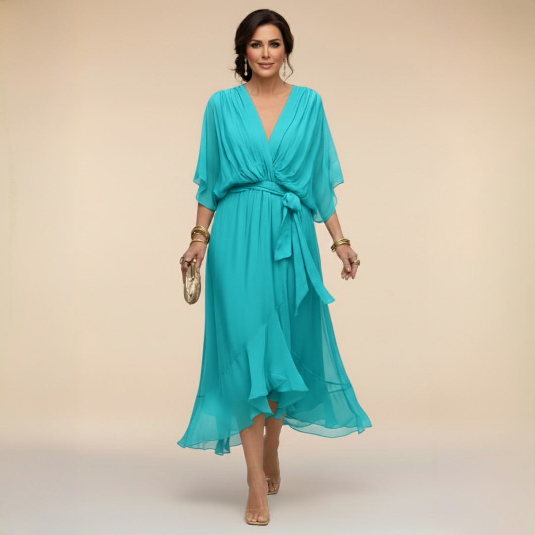CHIFFON JURK MET V-HALS VOOR DAMES