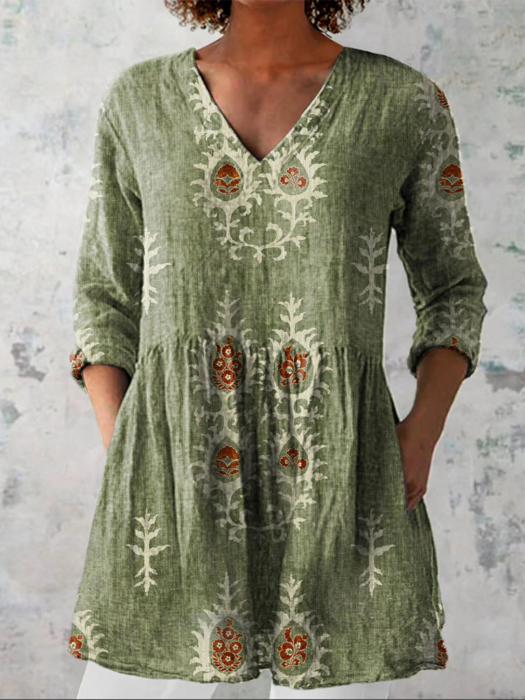 LANGE BLOUSE MET V-HALS VOOR VROUWEN
