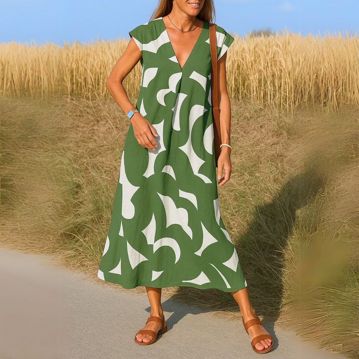 KLASSIEKE GEDRUKTE JURK VOOR VROUWEN