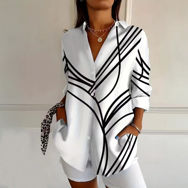 BEDRUKTE BLOUSE MET KNOPEN VOOR DAMES