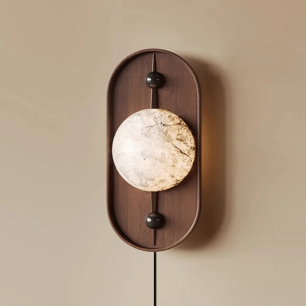 Bezel Alabaster Plug-in Wall Lamp