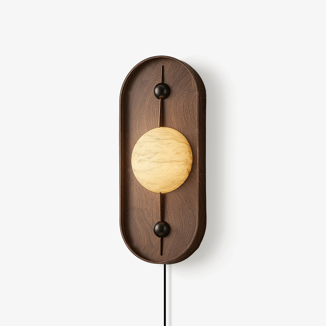 Bezel Alabaster Plug-in Wall Lamp