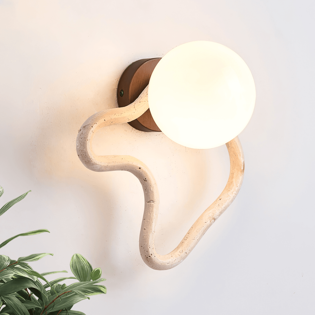 Serpentine Travertine Wall Sconce