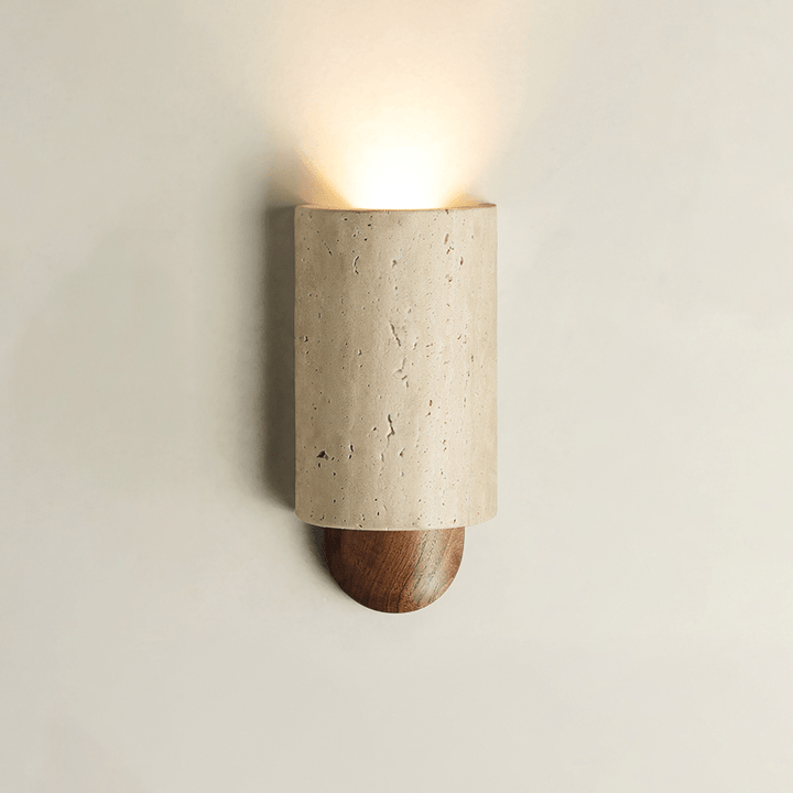 Travertine Cylinder Cap Wall Light
