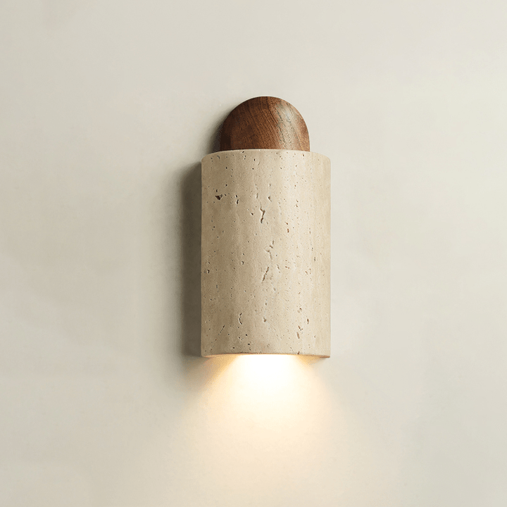 Travertine Cylinder Cap Wall Light