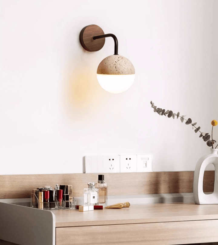 Lunar Stone Orb Sconce