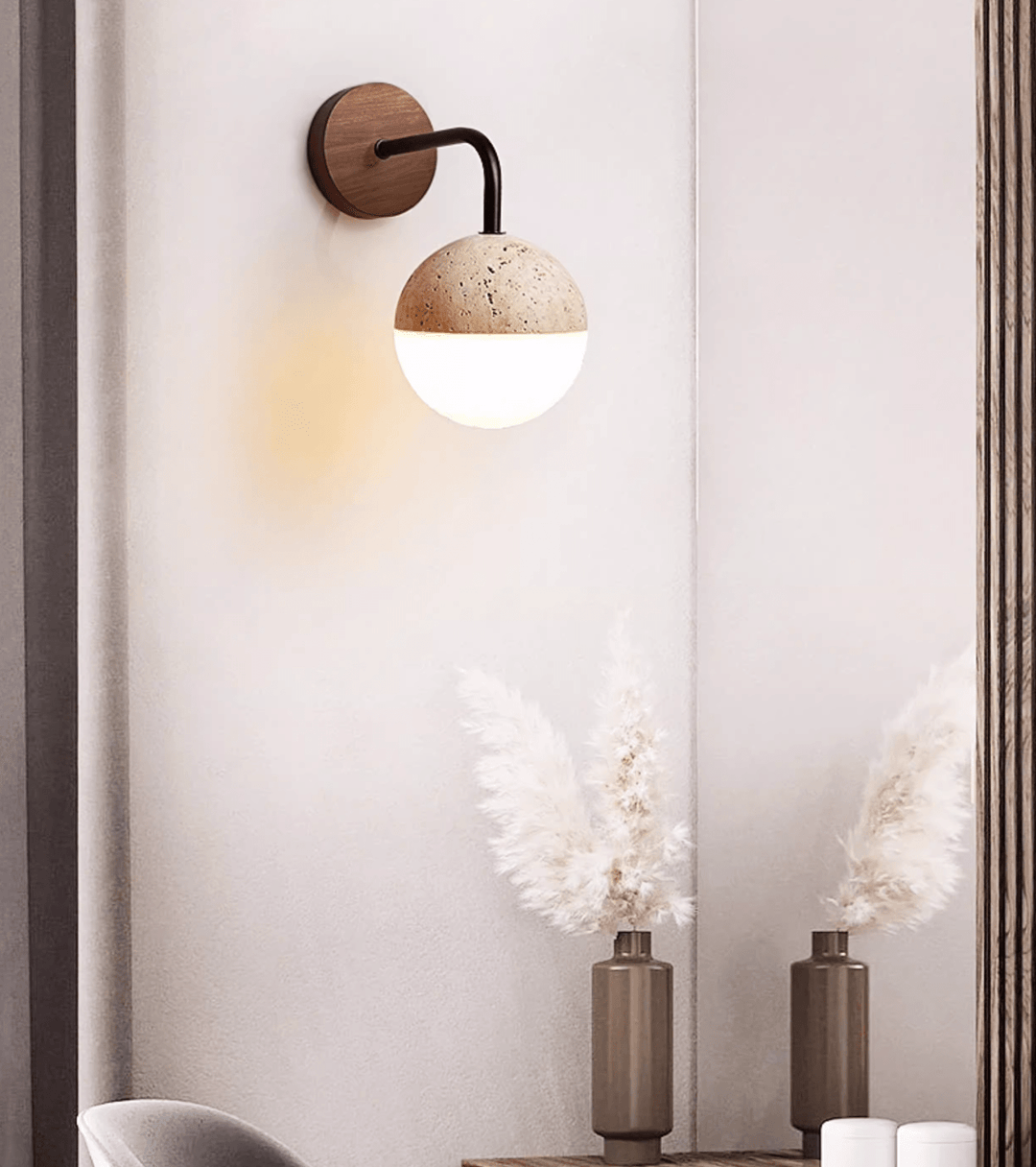 Lunar Stone Orb Sconce