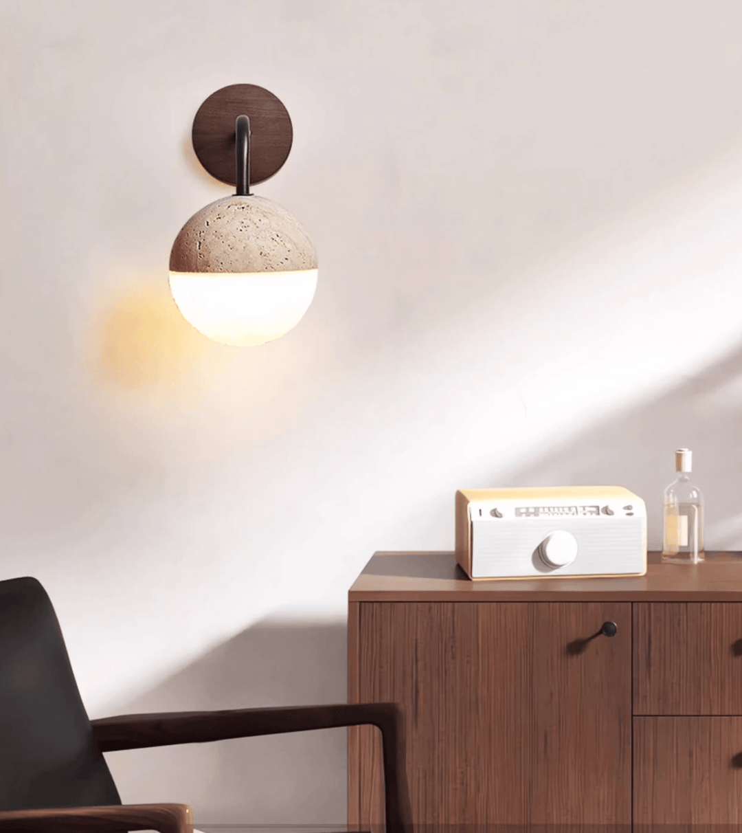 Lunar Stone Orb Sconce