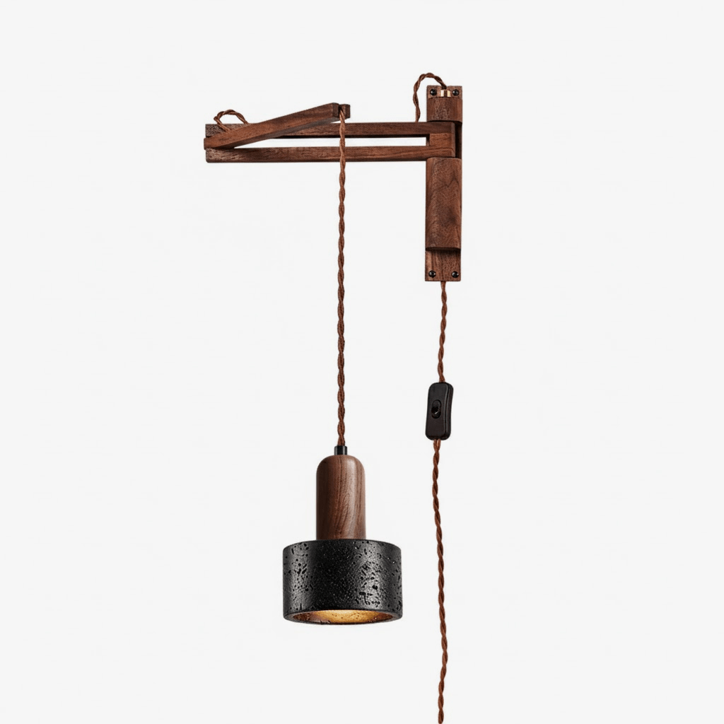 Lava Stone Swing Arm Plug-In Wall Lamp