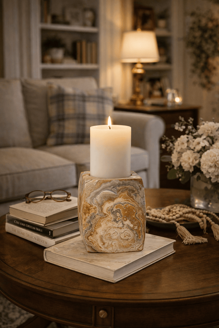 Elara Agate Candle Holder
