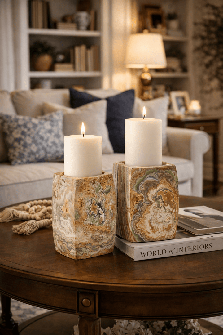 Elara Agate Candle Holder