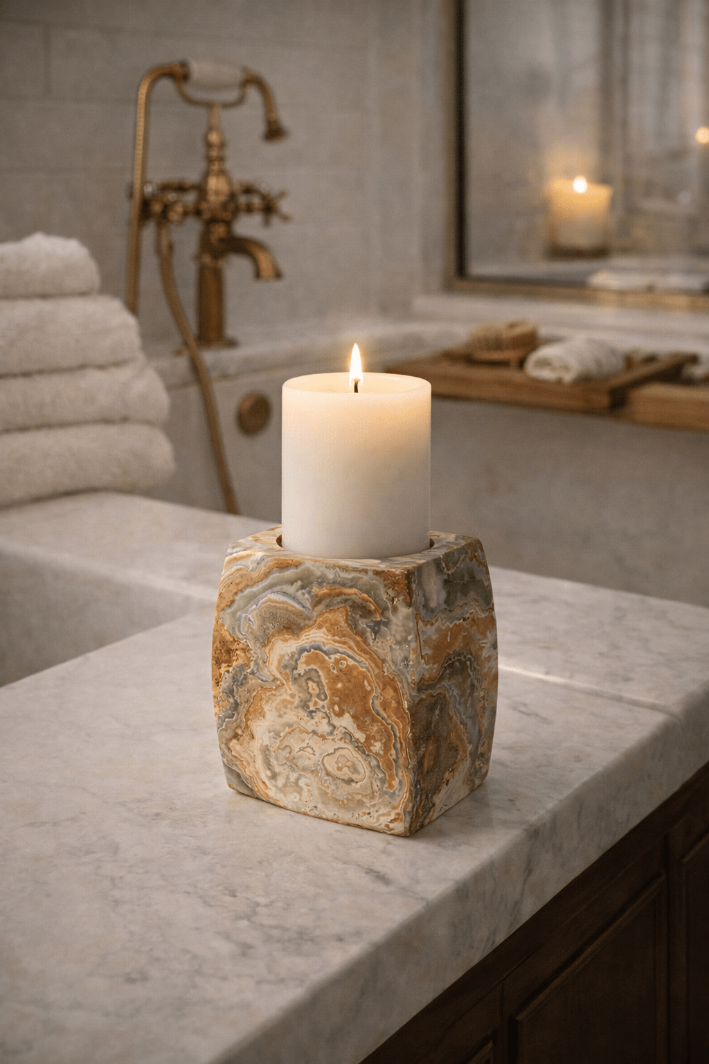 Elara Agate Candle Holder