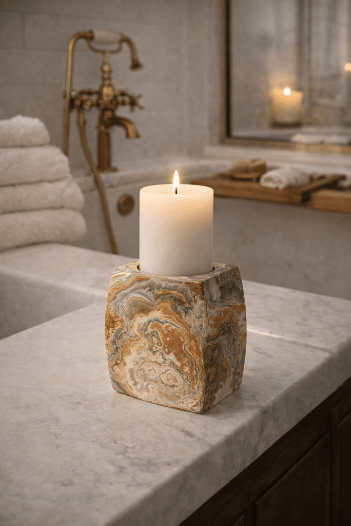 Elara Agate Candle Holder