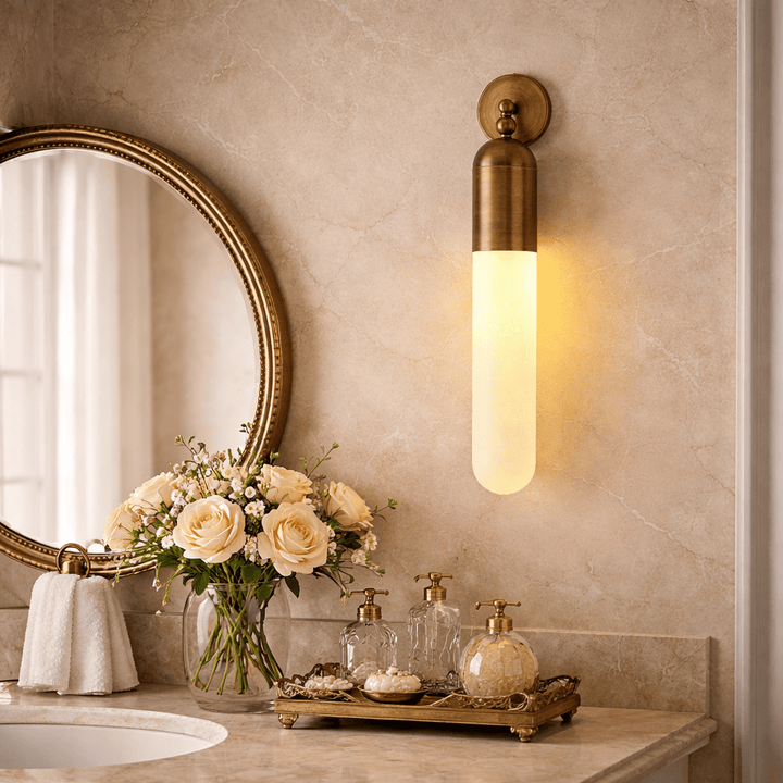 Alabaster Sculpted Tube Wall Sconce