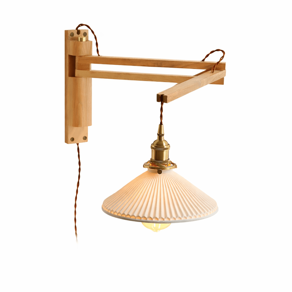 Walnut Swing Arm Wall Lamp