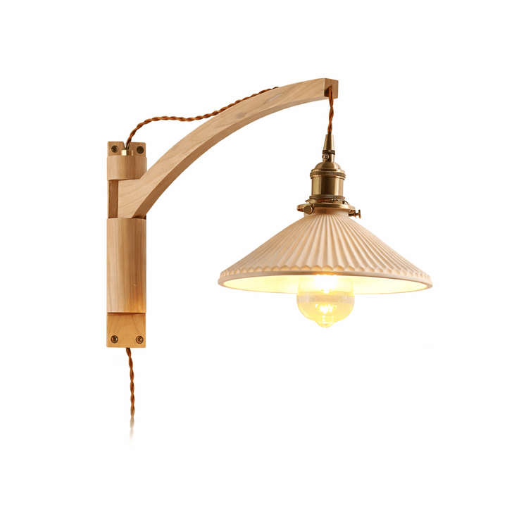 Walnut Swing Arm Wall Lamp