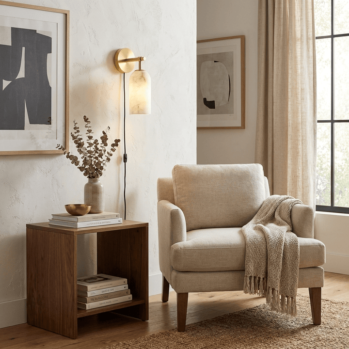 Pillar Alabaster Plug-in Wall Sconce