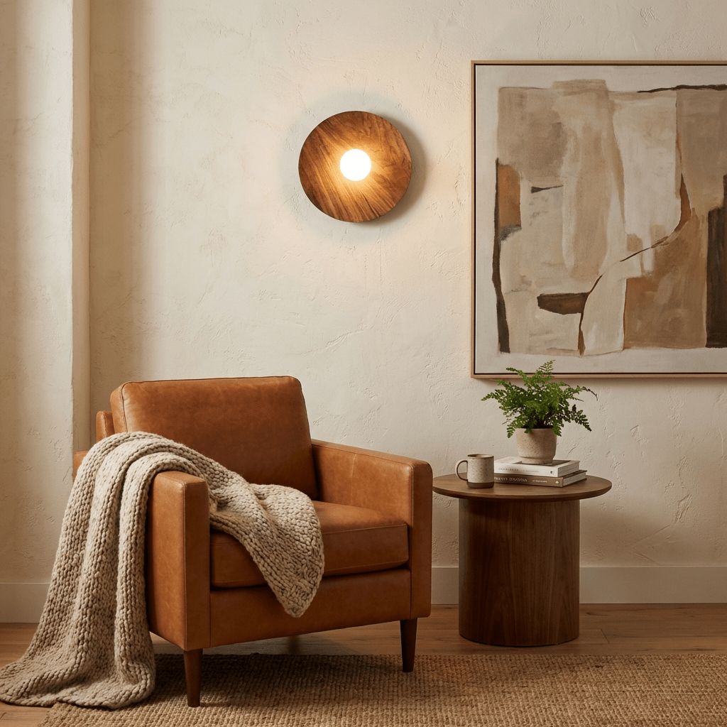 Vireo Wood Disc Wall Light