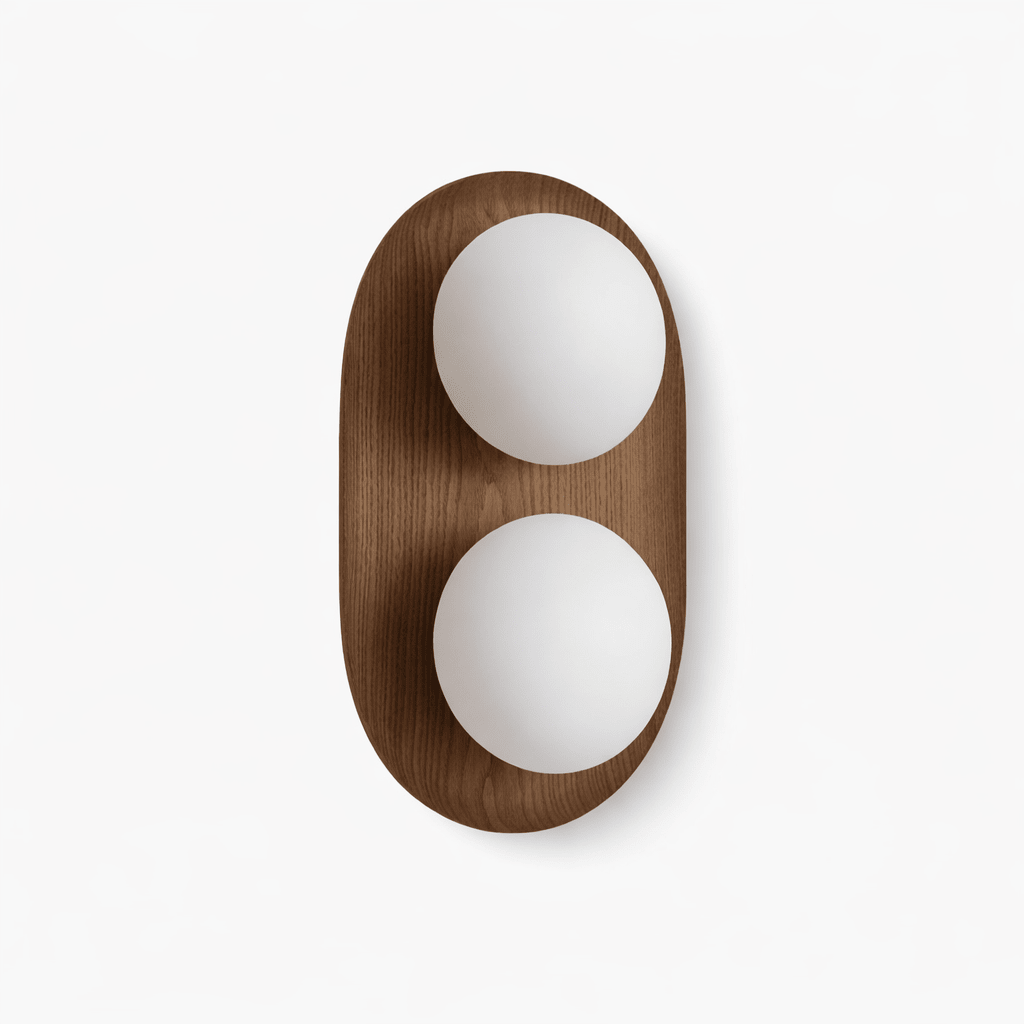 Duo Orb Wood Wall Lamp