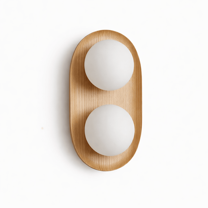 Duo Orb Wood Wall Lamp