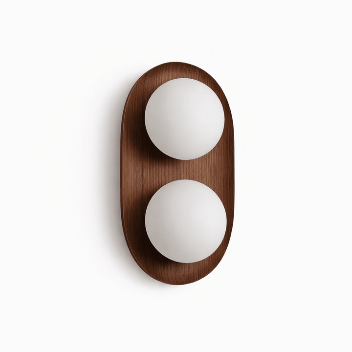 Duo Orb Wood Wall Lamp