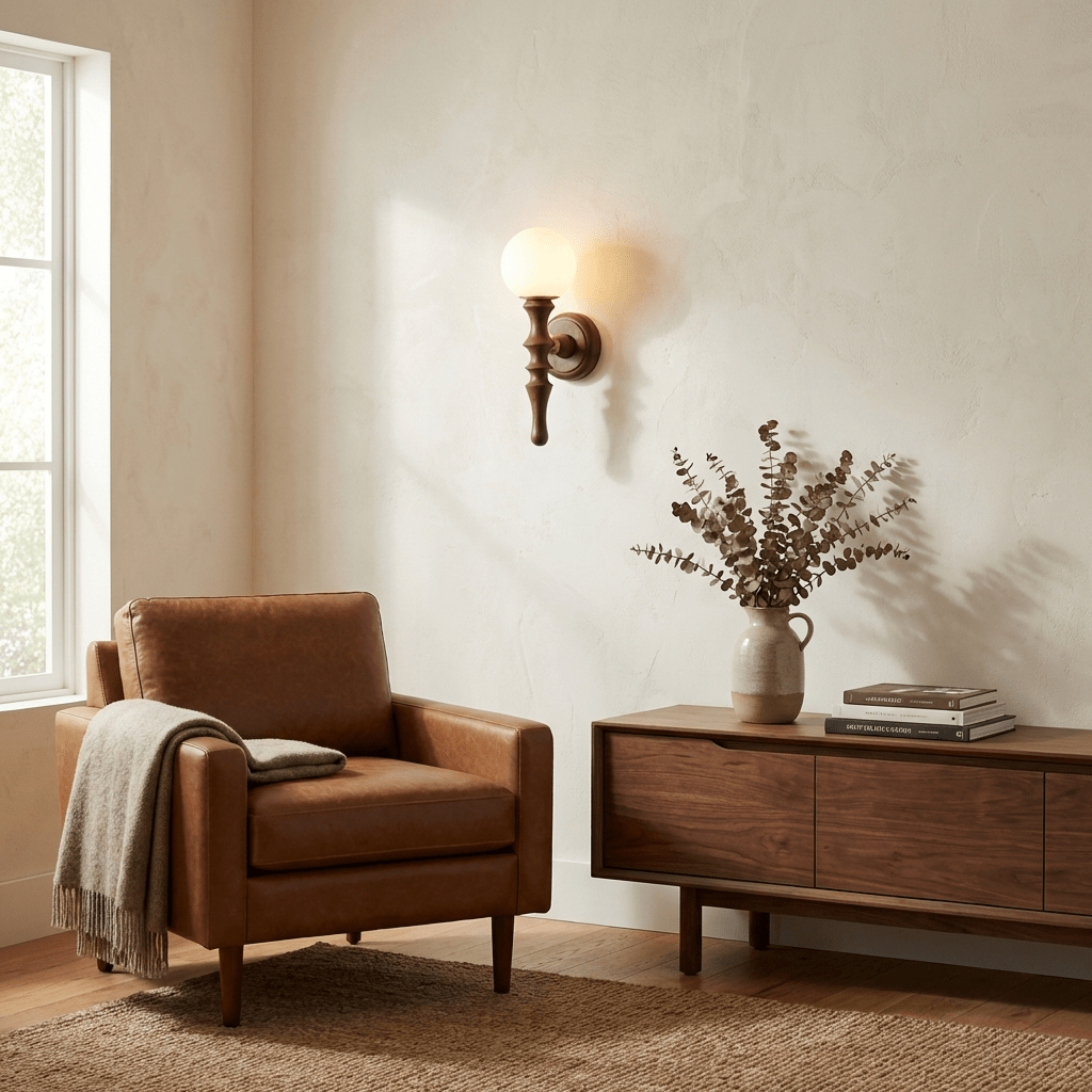 Thalor Wood Globe Wall Lamp