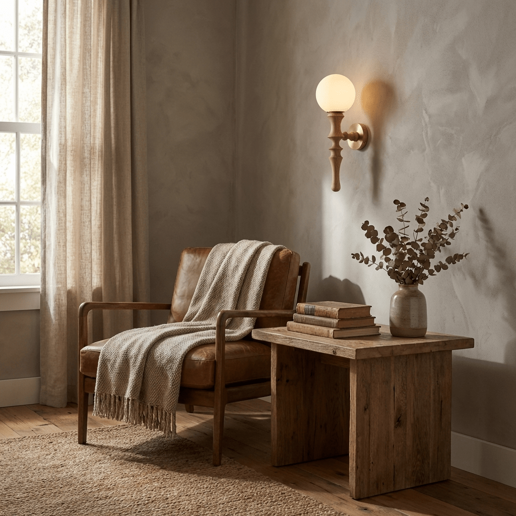 Thalor Wood Globe Wall Lamp