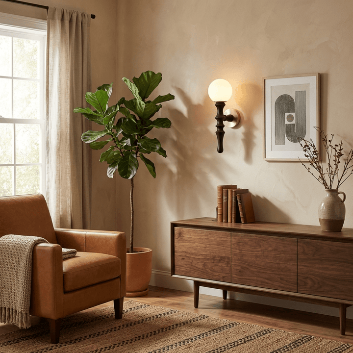 Thalor Wood Globe Wall Lamp