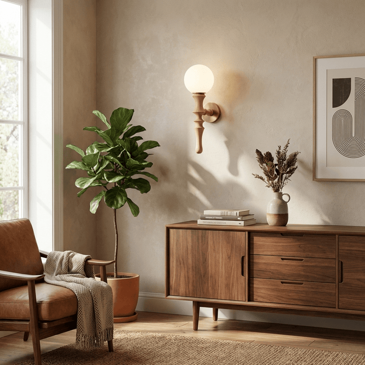 Thalor Wood Globe Wall Lamp