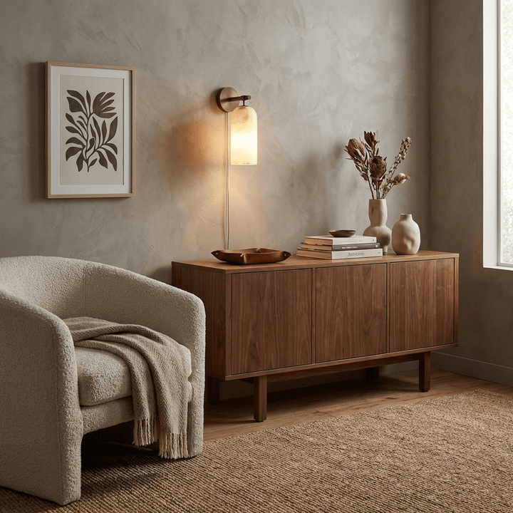 Pillar Alabaster Plug-in Wall Sconce