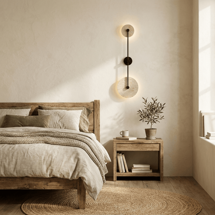Dual Disc Travertine Wall Sconce