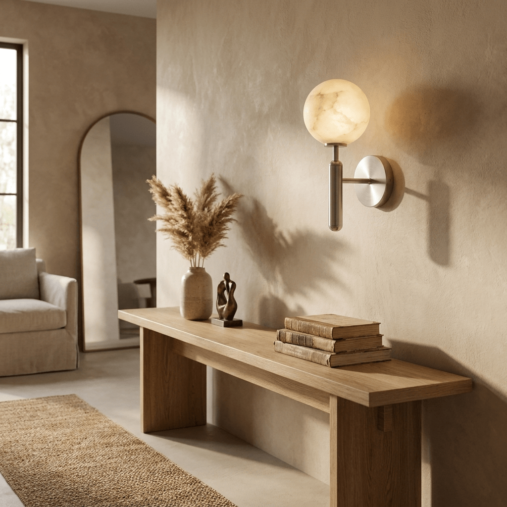 Globe Alabaster Wall Sconce