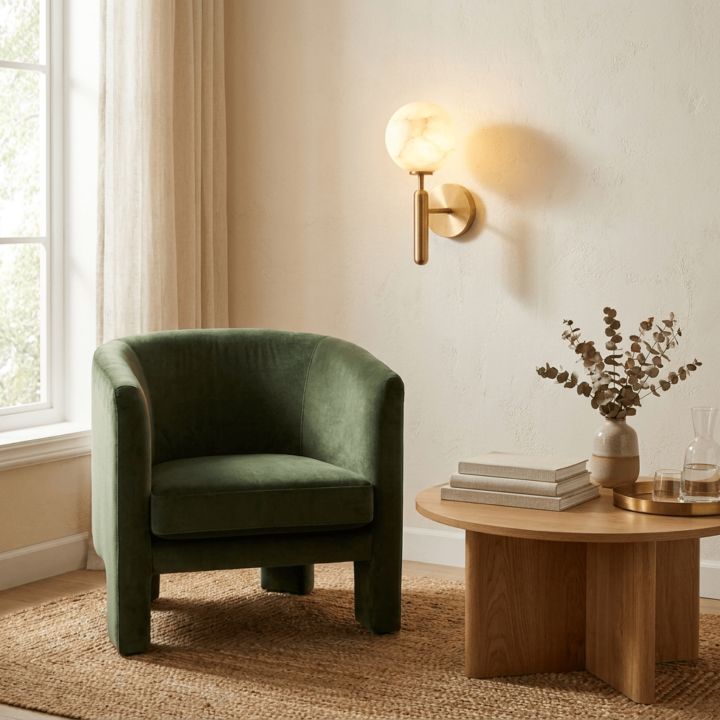 Globe Alabaster Wall Sconce