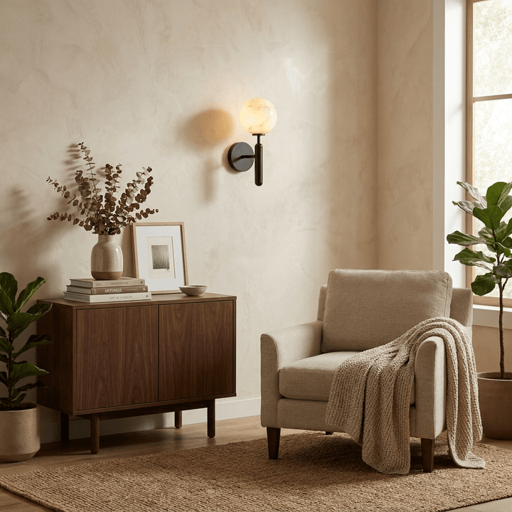 Globe Alabaster Wall Sconce