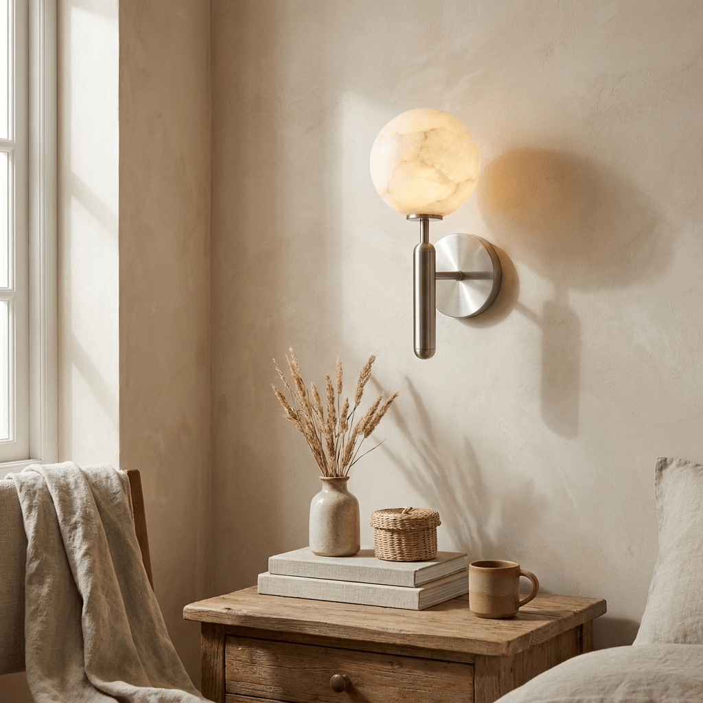 Globe Alabaster Wall Sconce