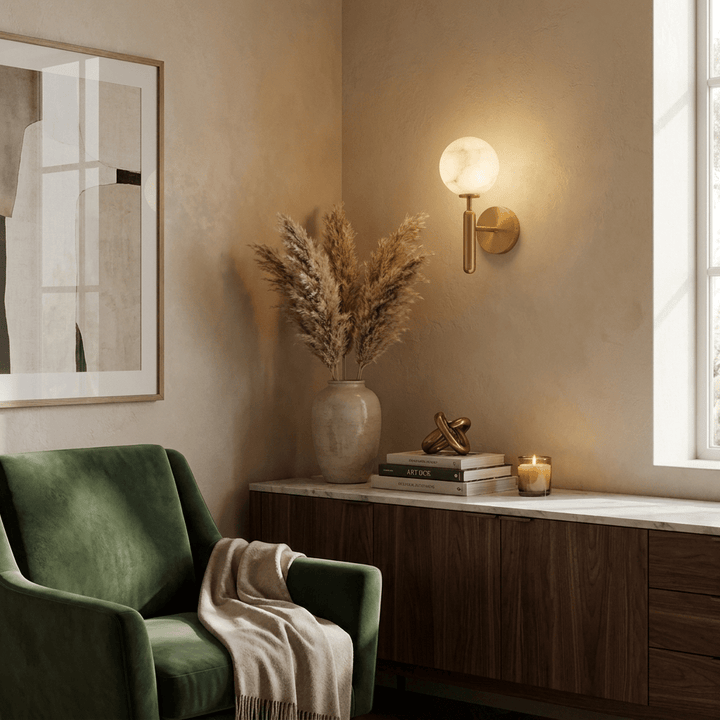 Globe Alabaster Wall Sconce