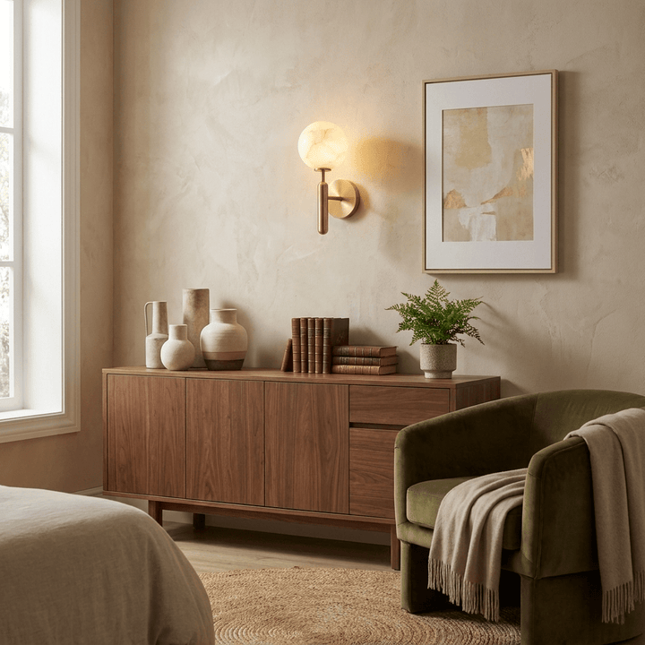 Globe Alabaster Wall Sconce