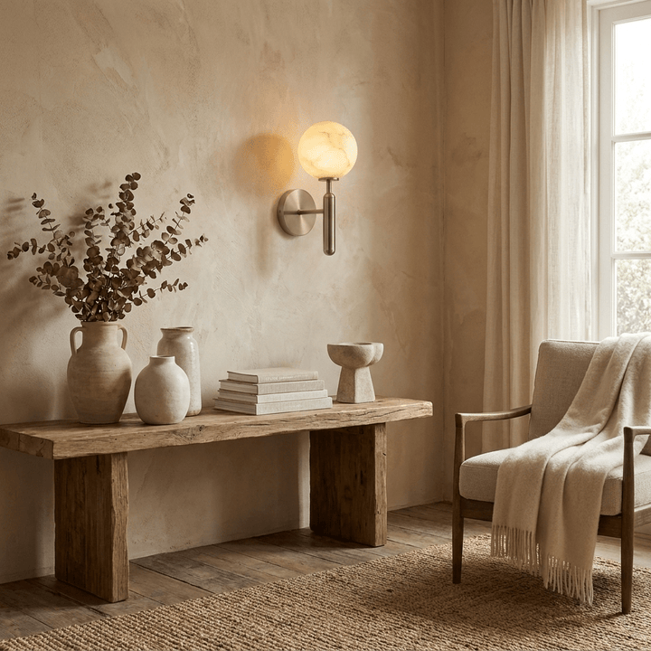Globe Alabaster Wall Sconce
