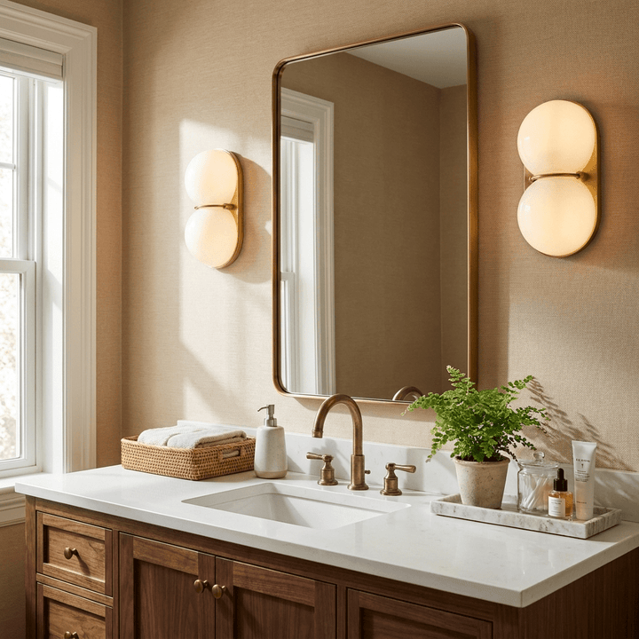 Two Globe Glass Wall Sconce