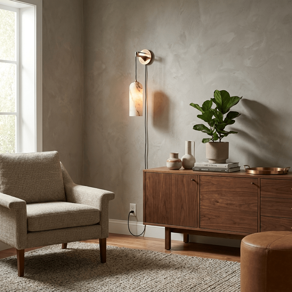 Monty Alabaster Plug-in Wall Lamp