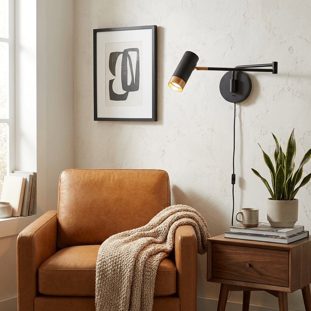 Ridge Arm Plug-in Wall Lamp