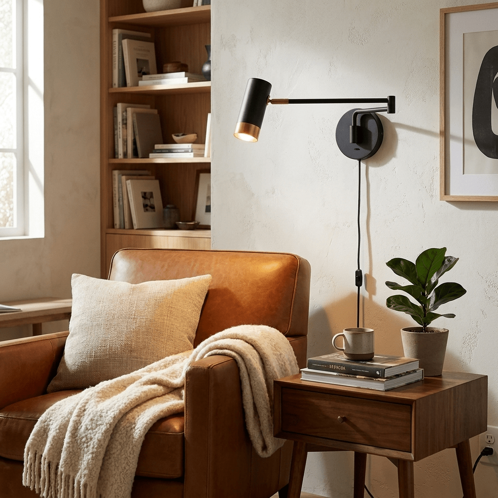 Ridge Arm Plug-in Wall Lamp