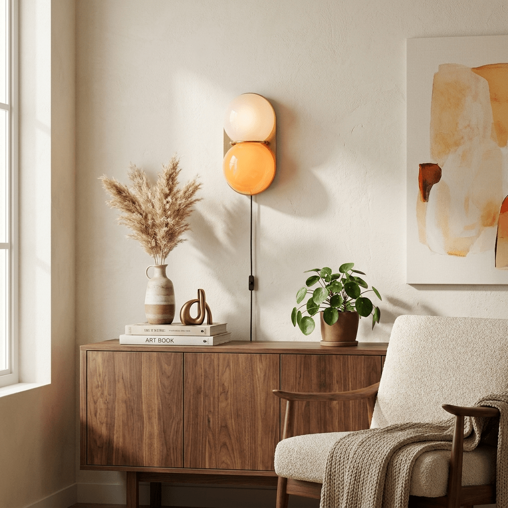 Two Globe Glass Plug-in Wall Sconce