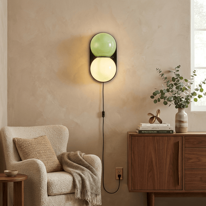 Two Globe Glass Plug-in Wall Sconce