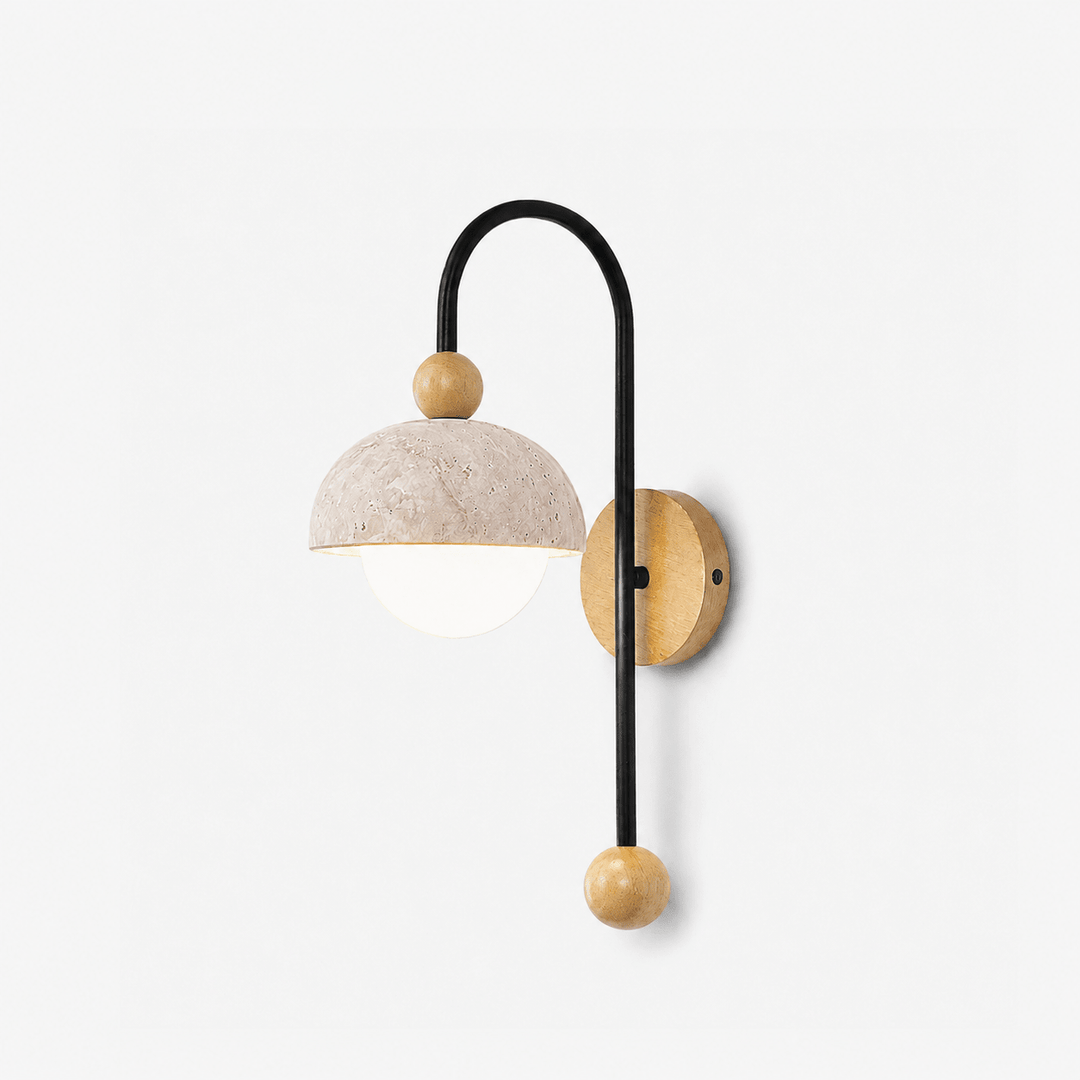 Dome Globe Travertine Arc Sconce