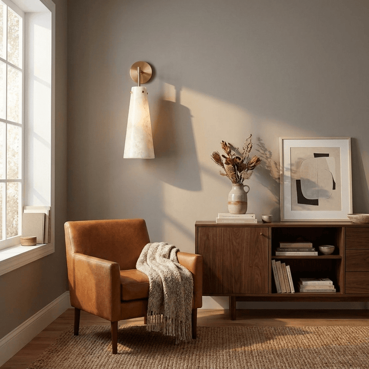 Aurelia Alabaster Cone Wall Sconce