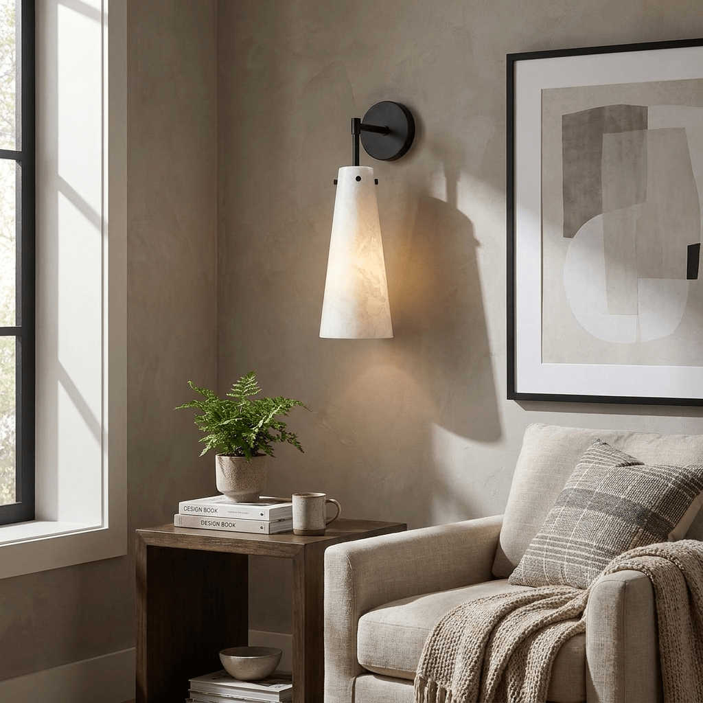 Aurelia Alabaster Cone Wall Sconce